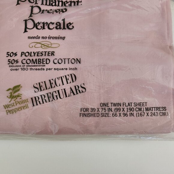 Vintage West Point Pepperell Permanent Press Percale Selected Irregular Flat - Picture 4 of 9
